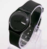 1988 Swatch GB711 WHITE WINDOW Watch | RARE 80s Black Swatch Gent