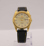 Vintage Orient Crystal 21 jewels Automatic Date Watch 3 Stars Gold Tone