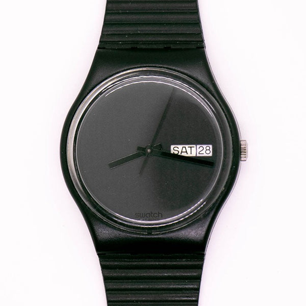 1988 swatch Ventana blanca GB711 reloj | Raro de los 80 negros swatch Caballero