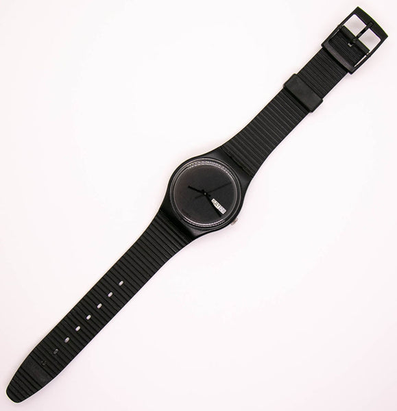 1988 Swatch GB711 WHITE WINDOW Watch | RARE 80s Black Swatch Gent ...