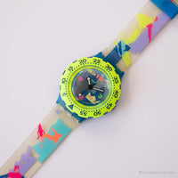 1993 Swatch SDN105 sobre la ola reloj | Colorido vintage Swatch Scuba