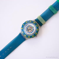 1995 Swatch SDK120 Anguila reloj | Esqueleto azul vintage Swatch Scuba
