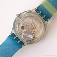 1995 Swatch SDK120 Anguilla Watch | هيكل عظمي زرقاء خمر Swatch Scuba