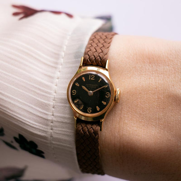 Ancien Junghans montre pour les femmes avec un cadran noir - Montre-bracelets allemands