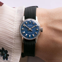 Vintage rare Zentra Femmes automatiques montre avec cadran bleu