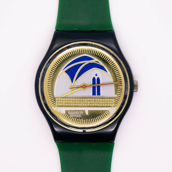 1991 swatch Dans les coulisses GN120 montre | Cadran en or d'or vintage swatch