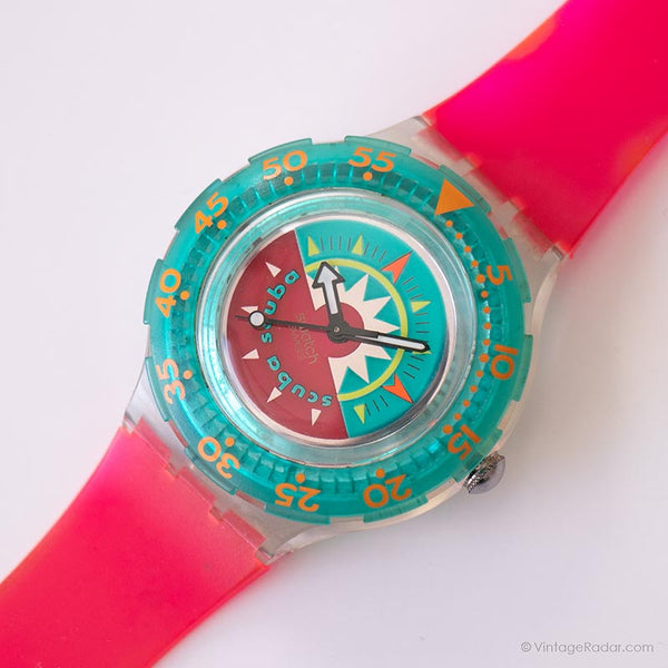 1992 Swatch SDK111 Delpps compass reloj | Rojo y azul vintage Swatch