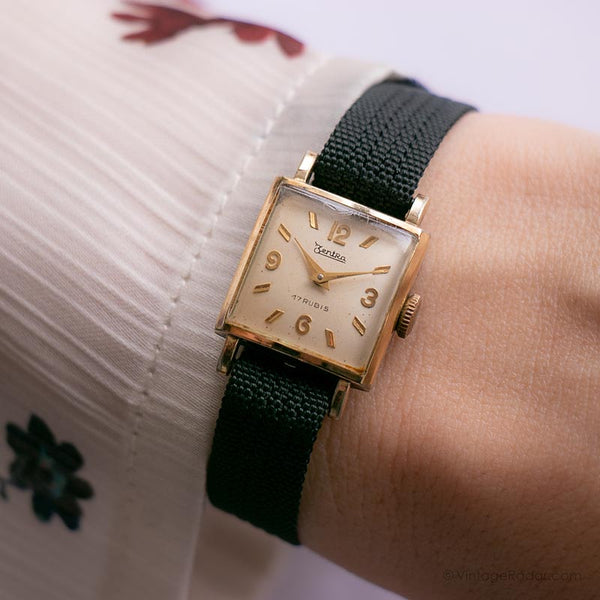 1960s مطلي بالذهب Zentra شاهد - ساعة المرأة الألمانية الميكانيكية الصغيرة