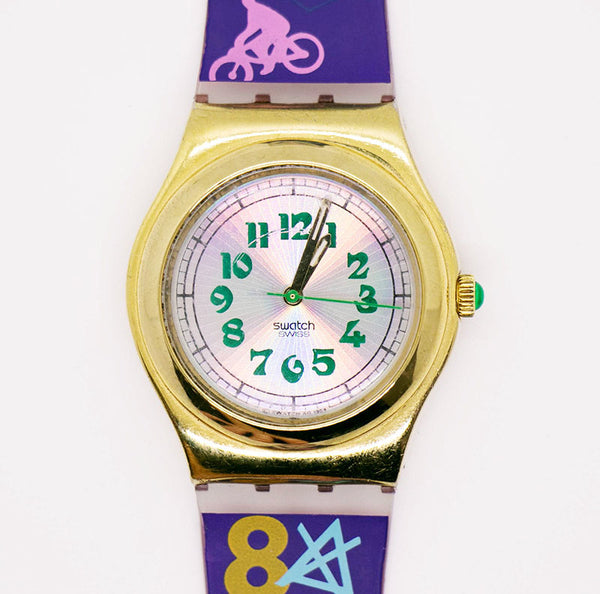 1995 Swatch Irony YLG100 GREEN GAMMON Watch | Gold-tone Swatch Irony