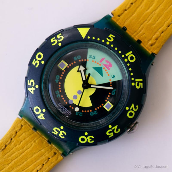 1991 Swatch SDN102 الإلهية ساعة | هندسي خمر Swatch Scuba 200
