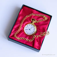 Retro Vintage Gold-Tone-Tasche Uhr mit metallischen blauen Händen