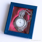 Vintage minimalistische Tasche Uhr | Silbertoner Zug Uhr