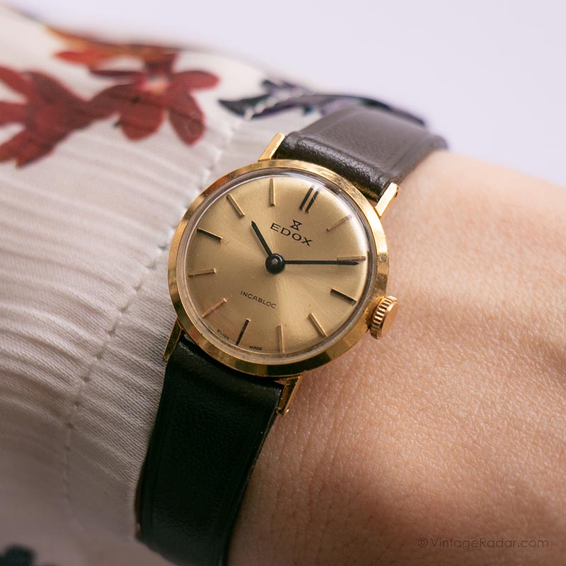 EDOX Gold-tone Incabloc Swiss Movement Vintage Mechanical