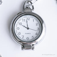 Bolsillo minimalista vintage reloj | Tren de tono plateado reloj