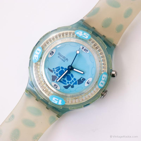 2002 Swatch SDN911 TARTARUGA Watch | Vintage Blue Turtle Swatch Scuba