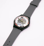 1993 swatch GB151 Big Enuff montre | Squelette vintage noir swatch Gant