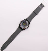 1993 swatch GB151 Big Enuff reloj | Esqueleto vintage negro swatch Caballero