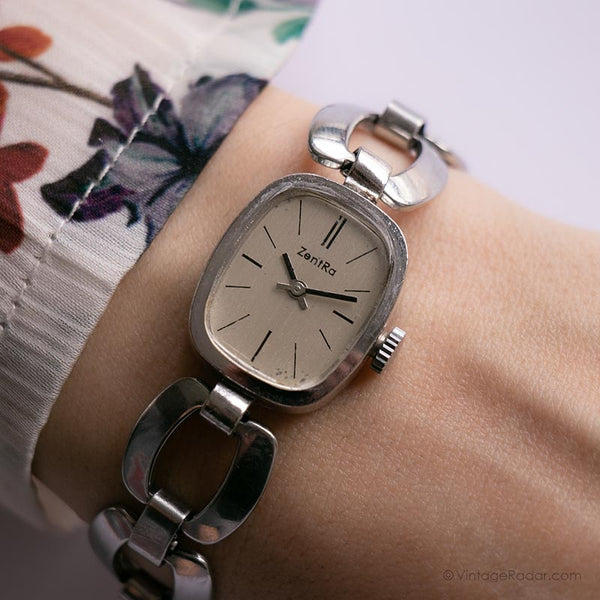 نغمة الفضة خمر Zentra ساعة ميكانيكية للنساء | الساعات الألمانية