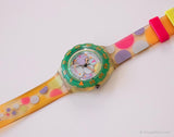1991 Swatch Uvas SDK105 reloj | Colorido Vintage punteado Swatch Scuba