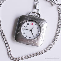 Vintage Square Pocket Watch | Collectible Floral Pocket Watch