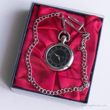 Bolsillo de día negro de lujo de lujo reloj | Elegante bolsillo plateado reloj
