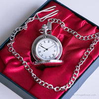 Vintage minimalistische silbertonne Tasche Uhr | Skizzierte Tasche Uhr