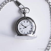 Vintage minimalistische silbertonne Tasche Uhr | Skizzierte Tasche Uhr