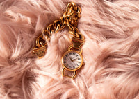 Gold-Ton Anne Klein Damenquarz Uhr mit Goldkettenarmband