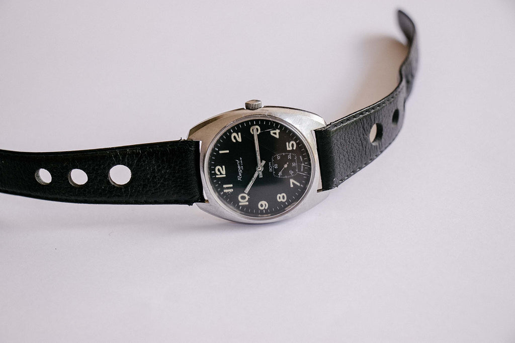 Regent De Cave Swiss Made Military Watch | Black Swiss 1970s Watches ...