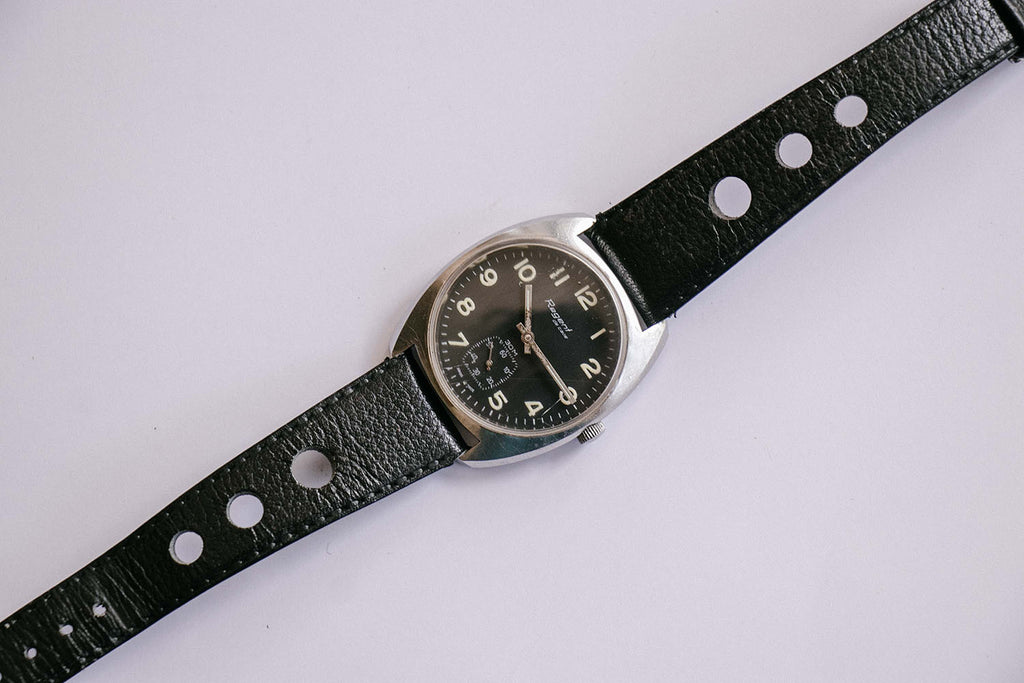 Regent De Cave Swiss Made Military Watch | Black Swiss 1970s Watches ...