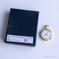 Retro Vintage Gold-tone Pocket Watch with Metallic Blue Hands