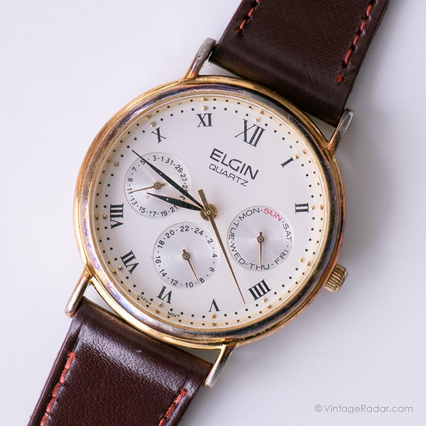 Elgin Cuarzo de calendario reloj | Fecha vintage reloj para los hombres