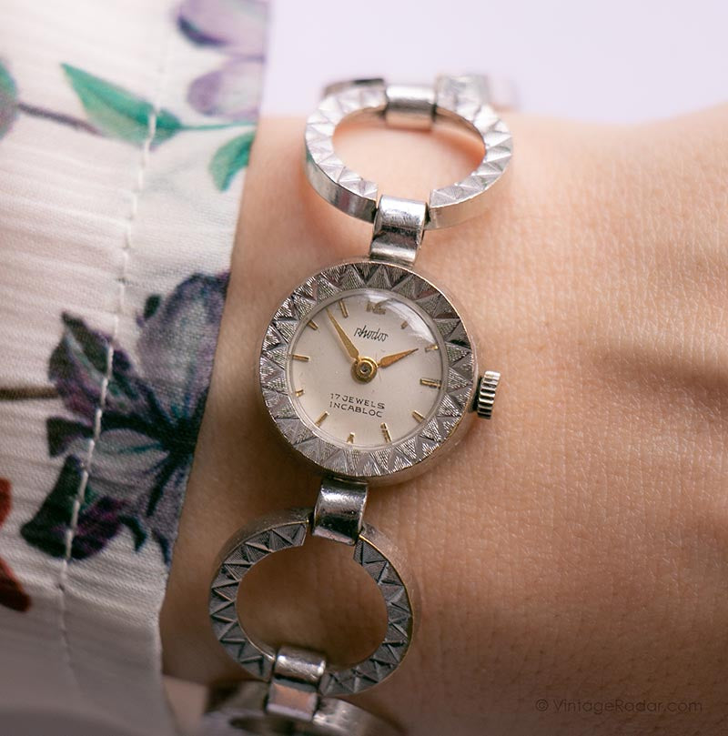 Vintage Rhodos 17 Juwelen Incabloc Mechanisch Uhr für Damen