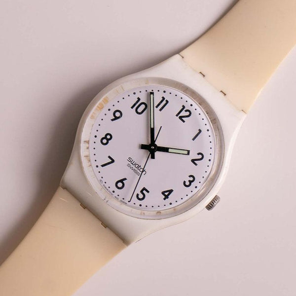 Juste blanc doux GW151O Swatch montre | Vintage 2009 blanc Swatch montre