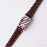 Drapeau américain fossile vintage montre | Montres-bracelets pour hommes vintage