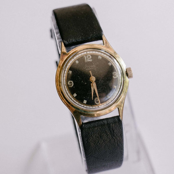 Jahrgang Stowa Parat schwarzes Zifferblatt Uhr | 17 Juwelen deutsche mechanische Uhr