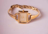 Gold-Ton Anne Klein Quadratisches Dial Uhr für Frauen | Vintage Designer Uhr