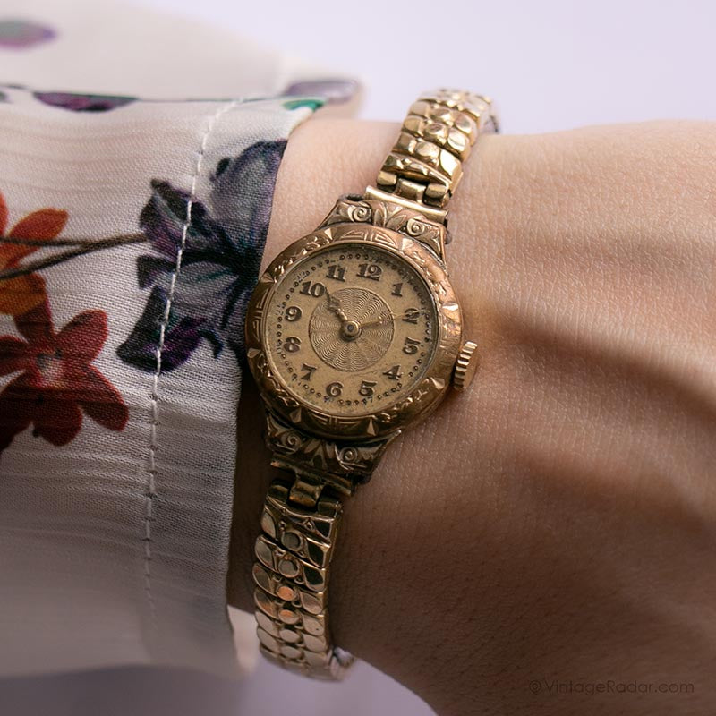 1940s Vintage Gold-Plated Watch Art-deco Vintage German Ladies