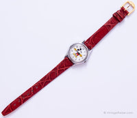 Lorus V515 6128 Um Mickey Mouse Uhr Für Frauen am roten Riemen