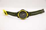 Quartz de date de datte Lotus GTI vintage montre avec cadran noir et lunette jaune