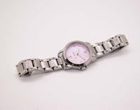 Vintage Silver-tone Agnes B Watch for Women with Pink Dial