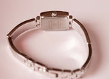 Vintage Silver Rectangular Anne Klein Designer Watch with Gemstones
