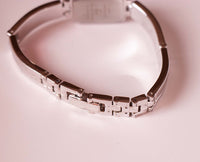 Rettangolare d'argento vintage Anne Klein Designer Watch con pietre preziose