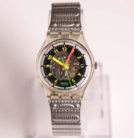 1991 Black Line GK402 Swatch مشاهدة خمر | الاتصال الهاتفي الهيكل العظمي Swatch