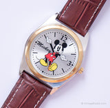 Zwei Ton Mickey Mouse Accutime Uhr am braunen Riemen