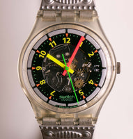 1991 Black Line GK402 Swatch مشاهدة خمر | الاتصال الهاتفي الهيكل العظمي Swatch