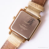 Vintage Ladies Rectangular Timex Watch | White Strap Gold-tone Watch