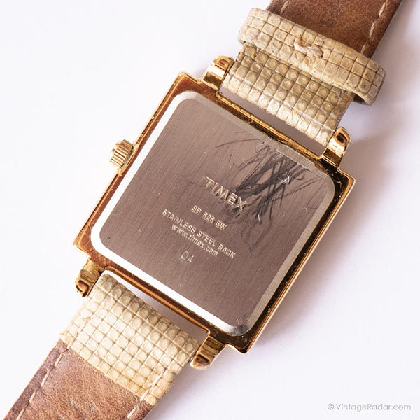 Timex Rectangular Vintage Ladies Rectangular Timex Watch | White Strap Gold-tone Watch ...