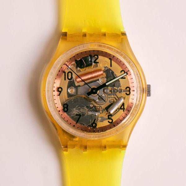 Ancien Swatch Skk100 freeride montre | Rare 1994 Swatch Cadran squelette