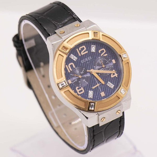 Rose-gold & Silver GUESS Chronograph Watch with Navy Blue Dial Unisex ...